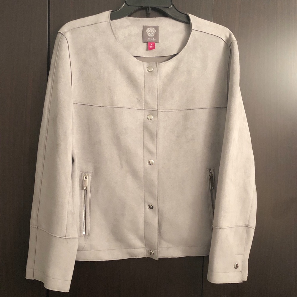 NWT Vince Camuto Size M Grey Faux Suede Jacket